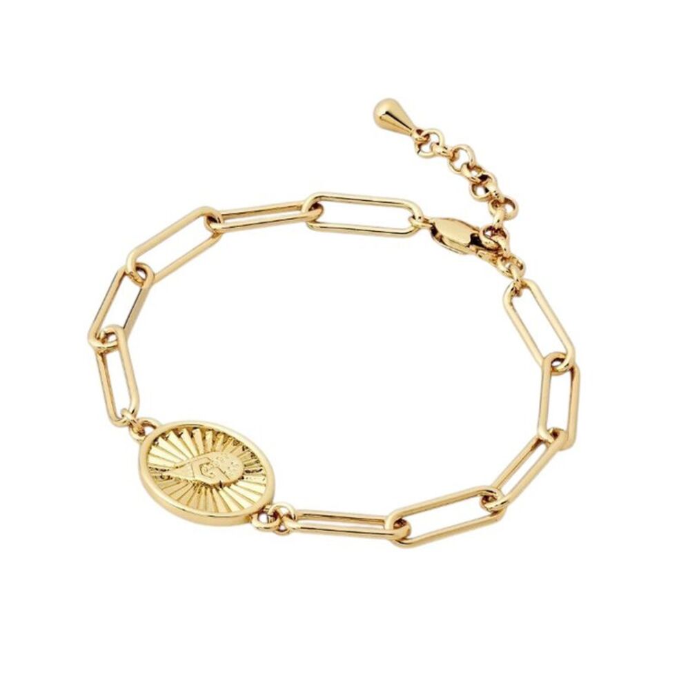 Bijoux Sport by Luv Aj MLB Gold Plated Oval Coin Bracelet Cleveland Guardians